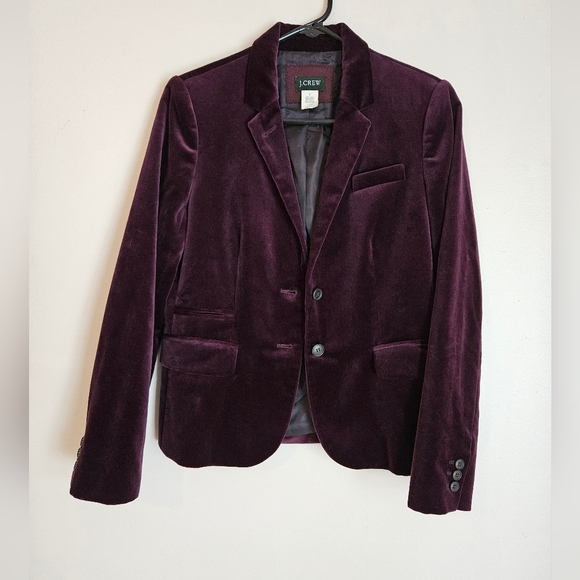 J. Crew Jackets & Blazers - J Crew size 6 deep plum velvet schoolboy blazer academia classic